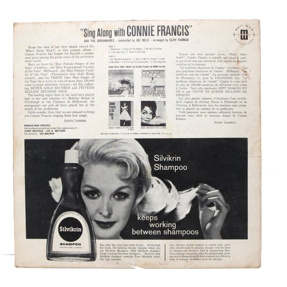 Vintage Connie Francis Sing Along Record Album Vinyl 1961 Retro Turntable - Picture 2 of 7
